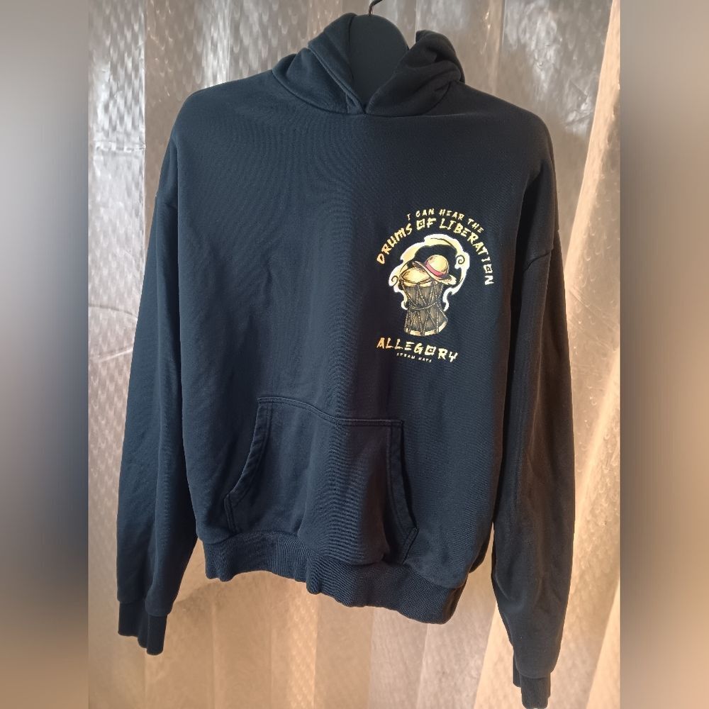 Allegory Hoodie Mens Black Liberation Graphic Hoodie Size L - Picture 12 of 16